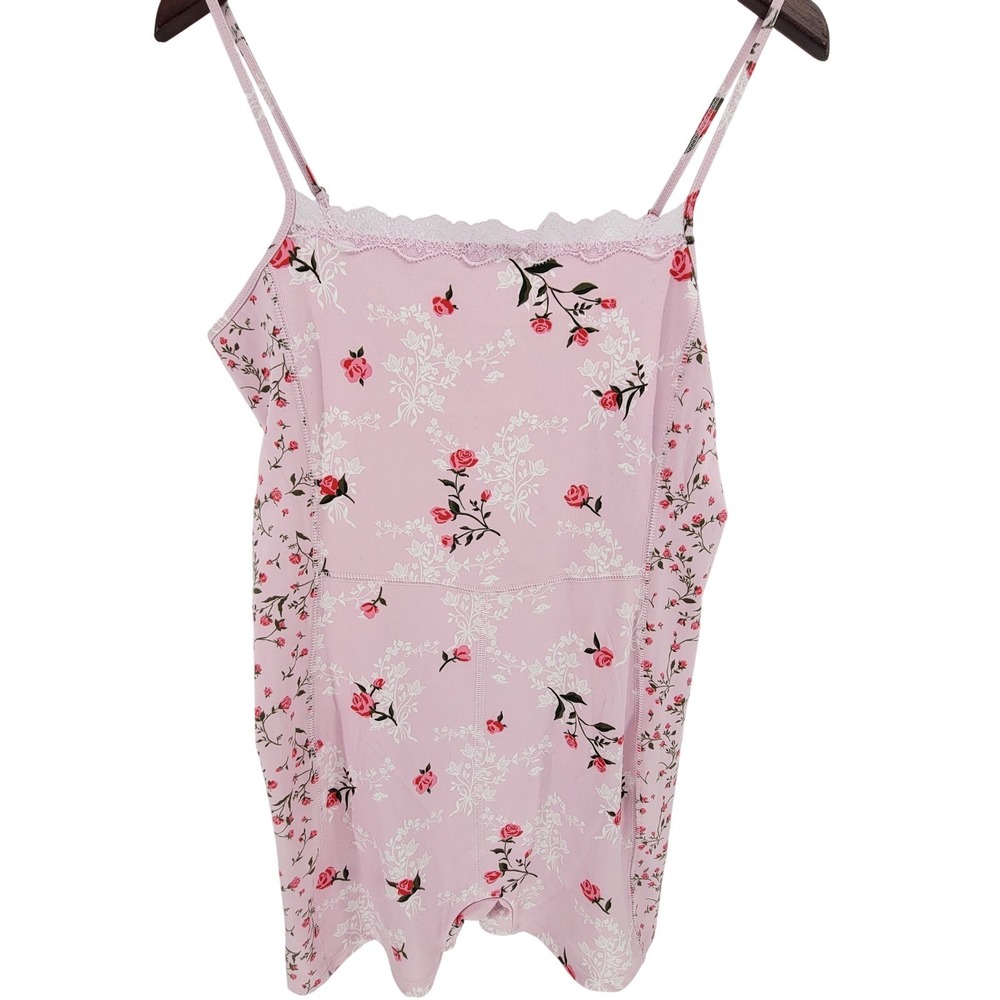 NEW Women's ButterBliss Pink Floral Lace Trim Romper Bodysuit XL Fairy Cottage